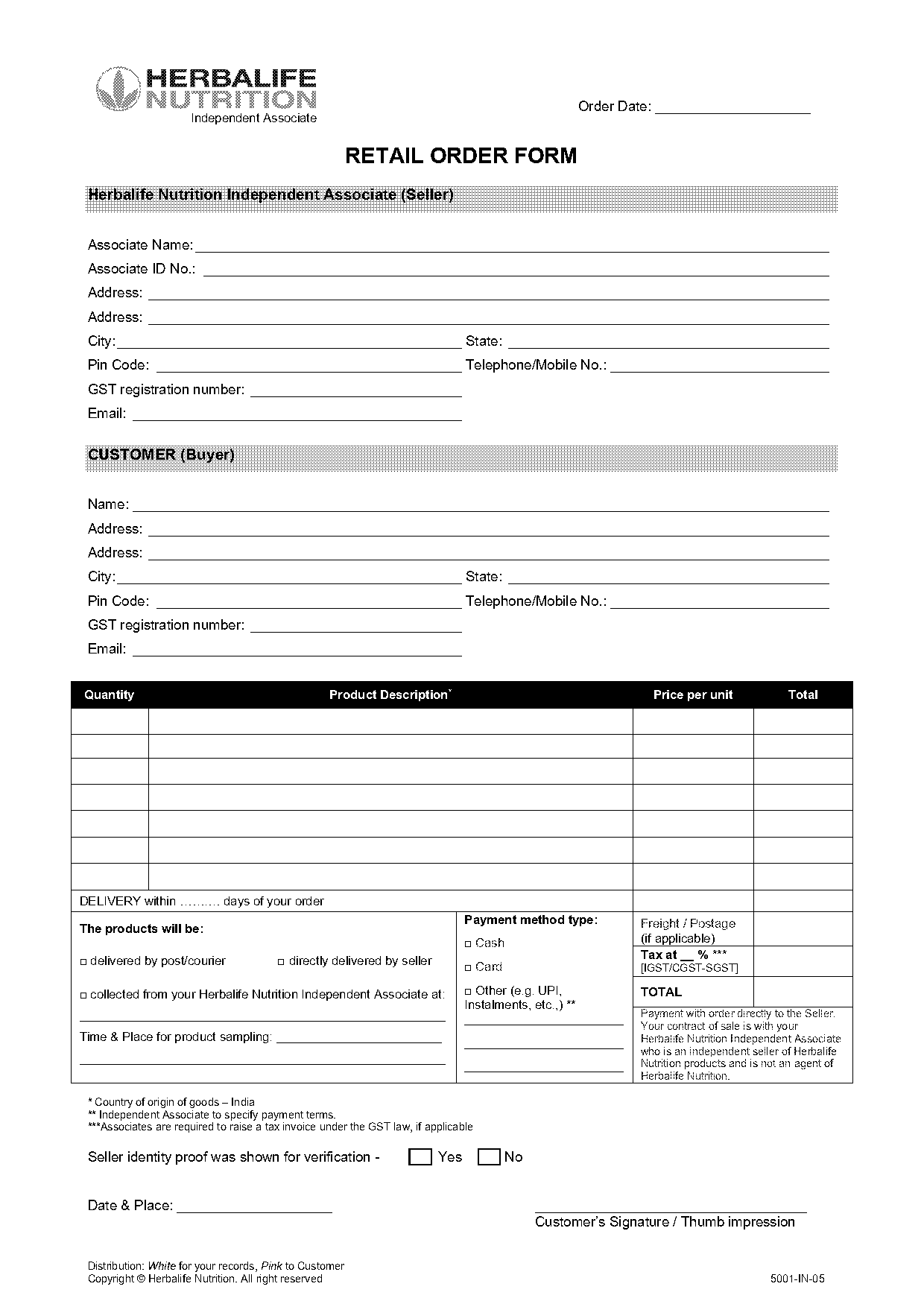 herbalife email order form